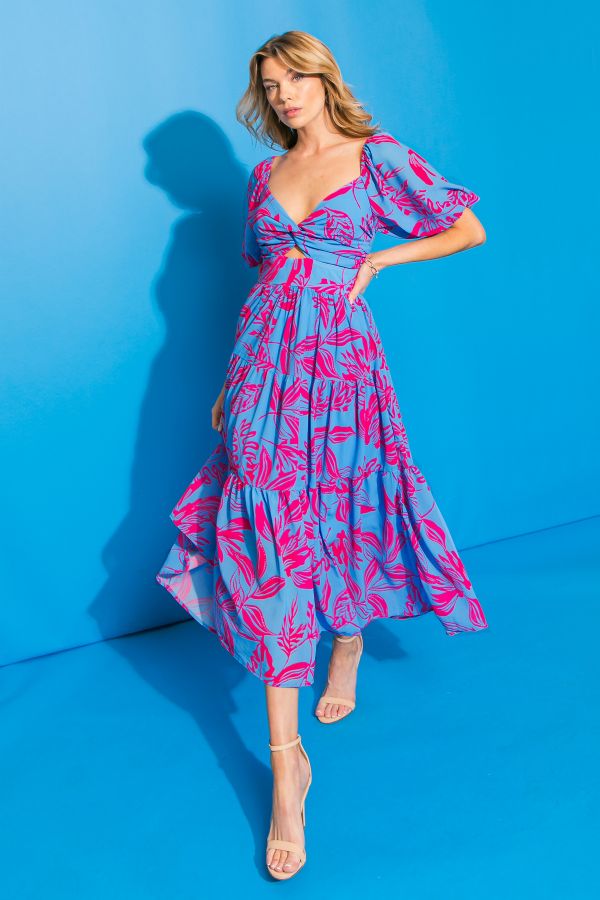 Blue Fuchsia Printed Woven Dress