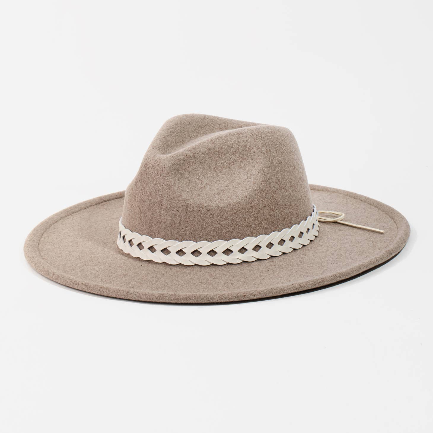 Braided Strap Flat Brim Fedora Hat