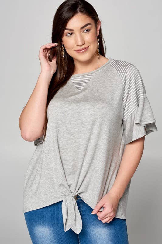 Front Knot Top - Heather Grey (Final Sale)