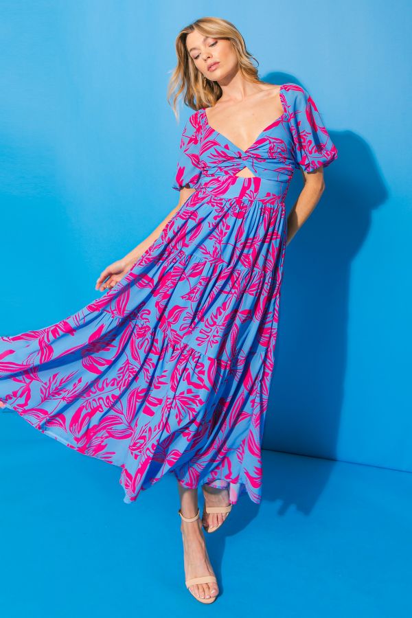 Blue Fuchsia Printed Woven Dress