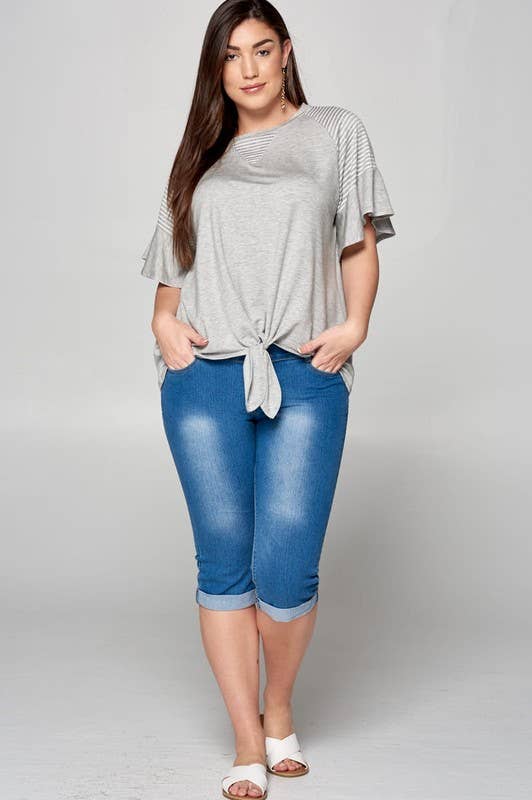 Front Knot Top - Heather Grey (Final Sale)