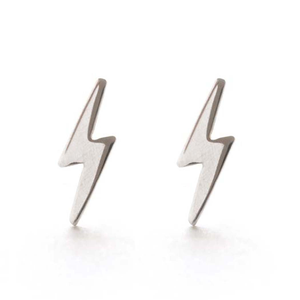 Lightning Bolt Silver Stud Earrings