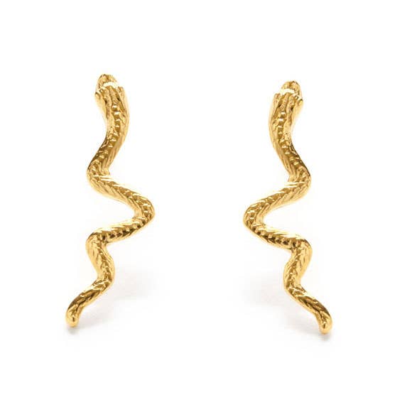 Serpent Gold Stud Earring