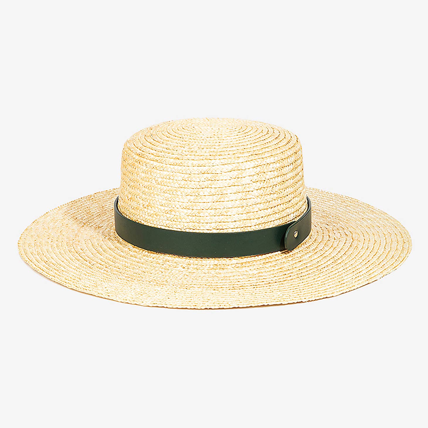 Straw Braided Vegan Leather Strap Sun Hat