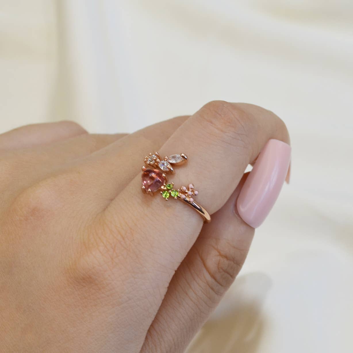 Ruby Gem Flower Ring