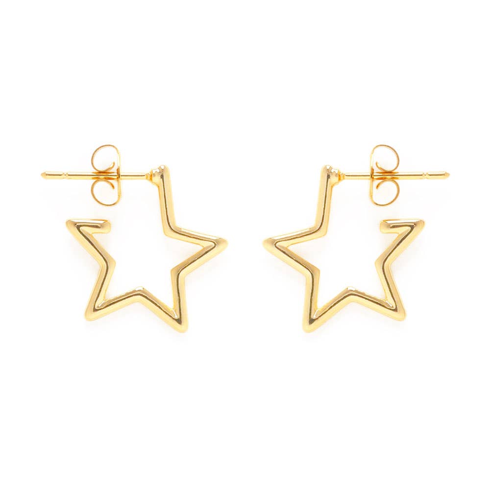 Gold Star Hoop Earring