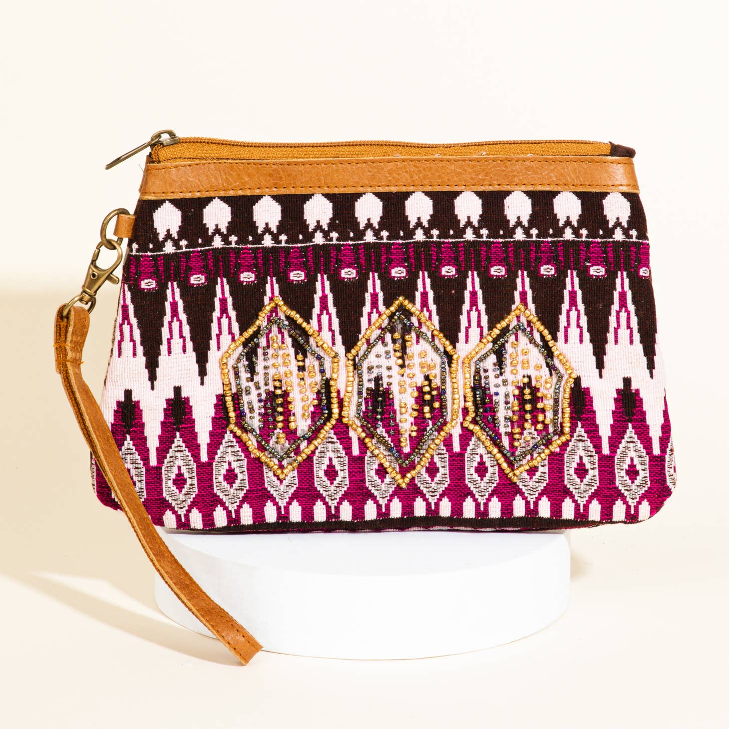 Boho Tribal Pattern Zipper Pouch Bag